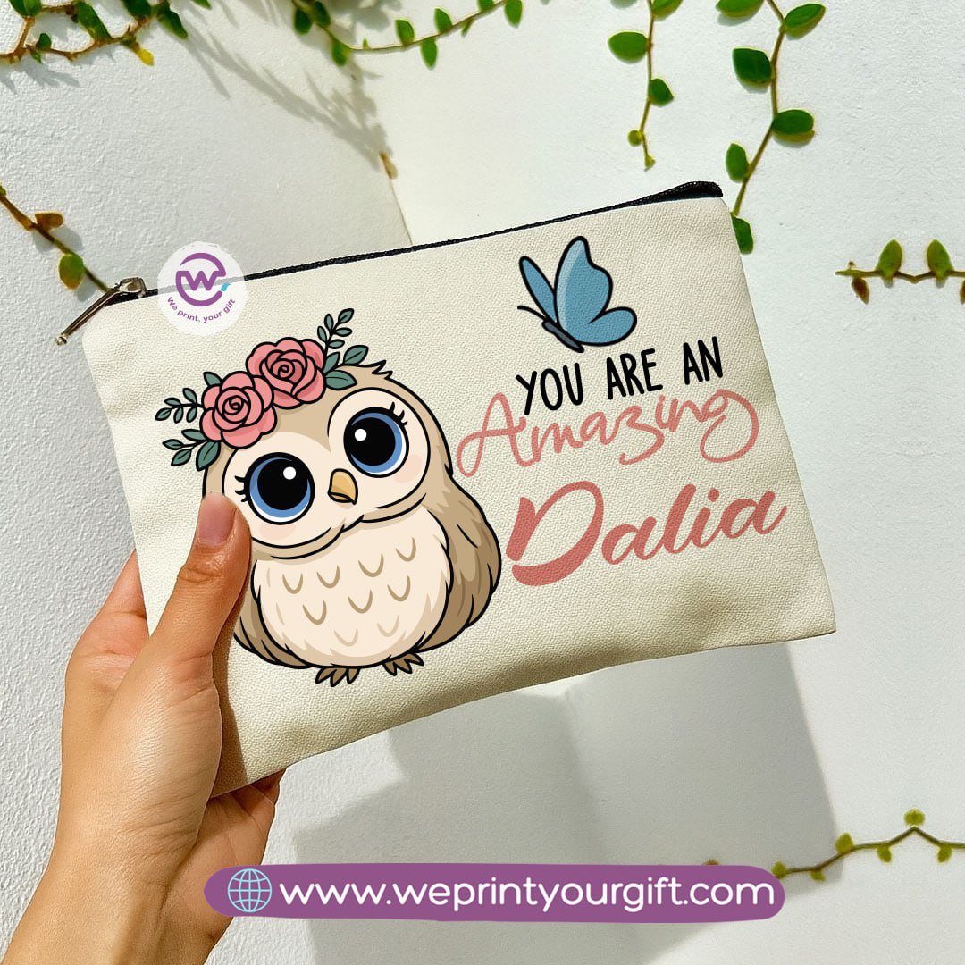 Cute Owl Makeup Bag & Pencil Case – Premium Cotton Pouch with Adorable Designs