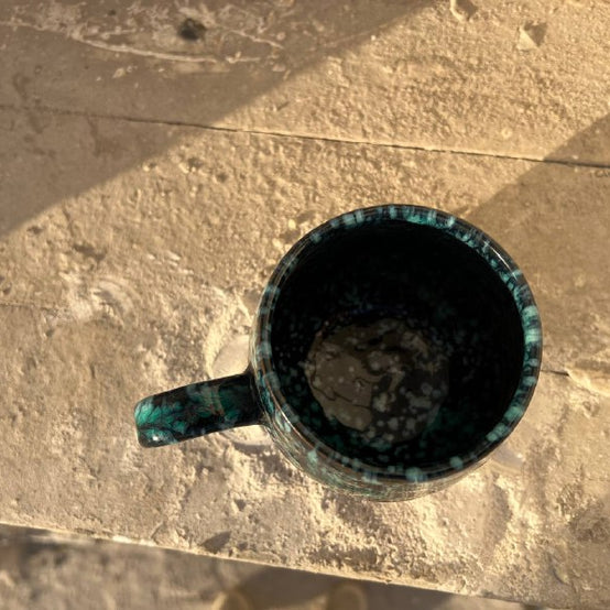 Black & Green Galaxy Pottery Mug – 400 ml - Customization Options