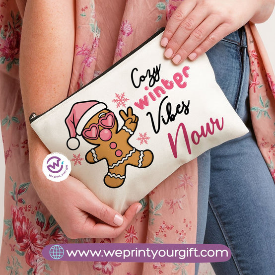 Christmas Makeup Bag & Pencil Case – Premium Cotton Pouch (23×17 cm)