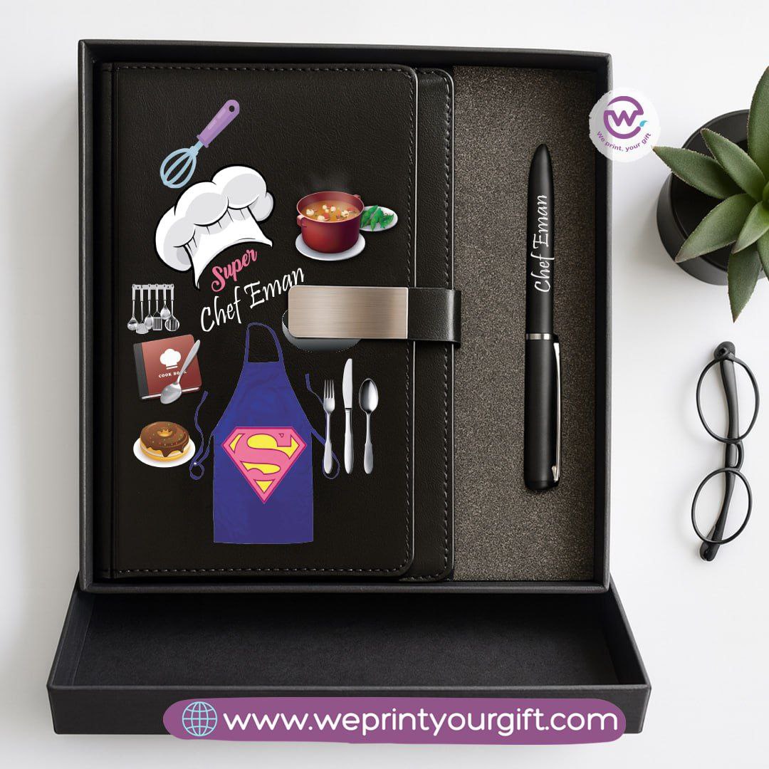 Personalized Leather Notebook & Engraved Pen Gift Box – Career Collection