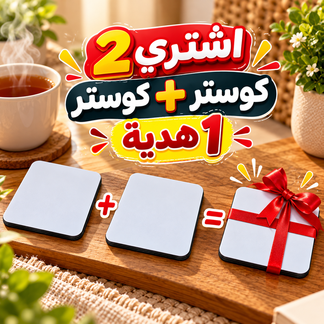 Custom Square Rubber Coaster - Buy 2 Get 1 Free