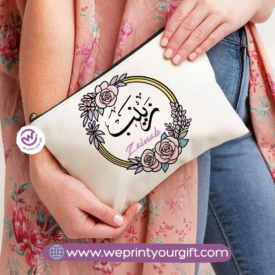 Arabic Name Makeup Bag & Pencil Case – Personalized Cotton Pouch