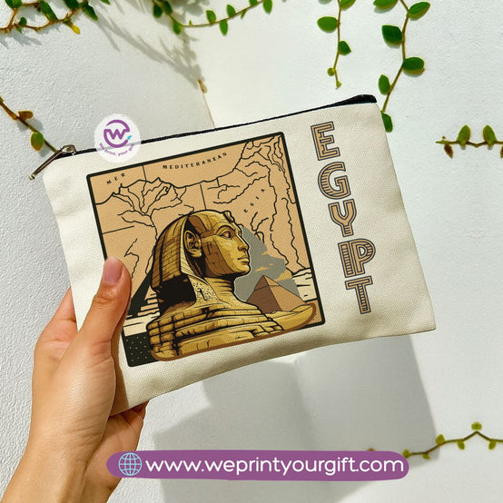 Pharaonic Egyptian Makeup Bag & Pencil Case – Artistic Cotton Pouch Inspired by Ancient Egypt