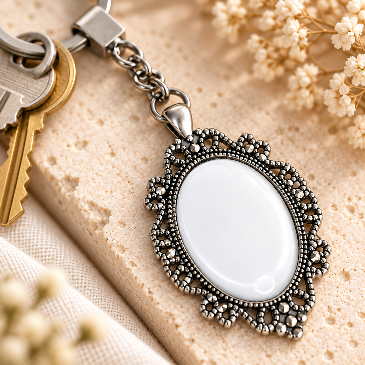 Glass Dome Metal Keychain | 4 Unique Shapes - Customization Options