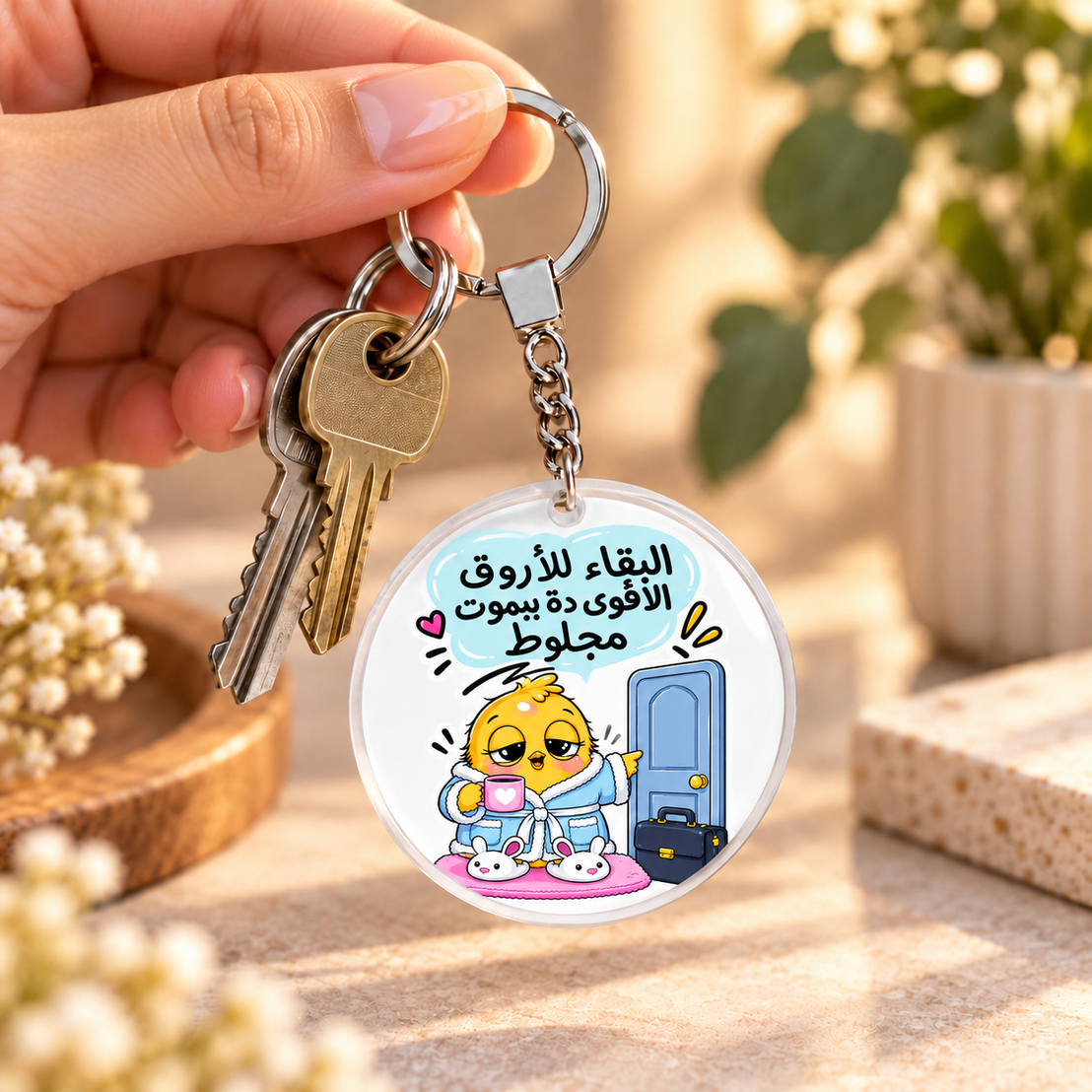 "Smartest Chick at Work" Clear Acrylic Keychain | Single-Sided Print (Round / Rectangle)