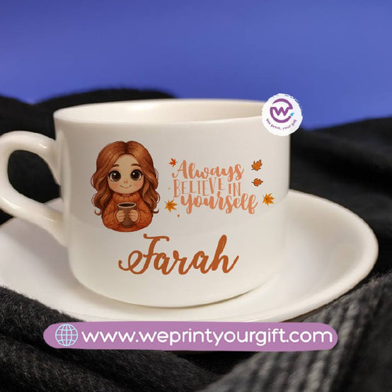Personalized Coffee Cup with Saucer – One Art Design Collection