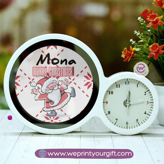 Round Magic Mirror with Clock – Christmas Edition