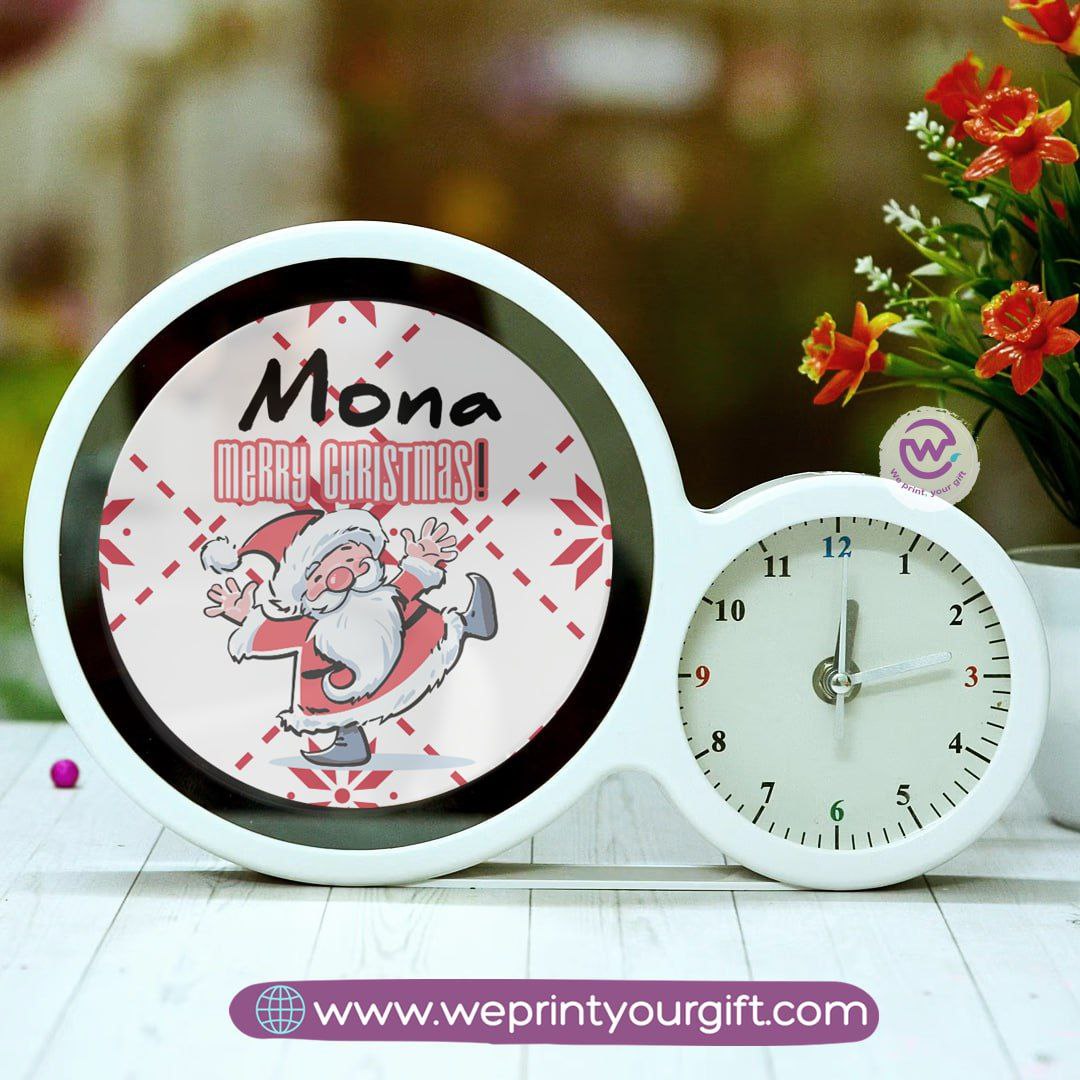 Round Magic Mirror with Clock – Christmas Edition