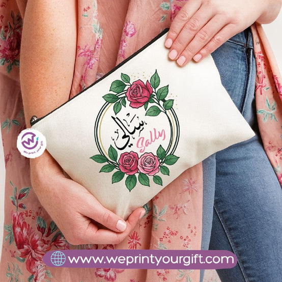 Arabic Name Makeup Bag & Pencil Case – Personalized Cotton Pouch