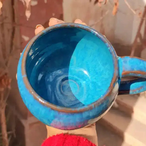 Vintage Blue Pottery Mug-350 ml - Customization Options - WE PRINT