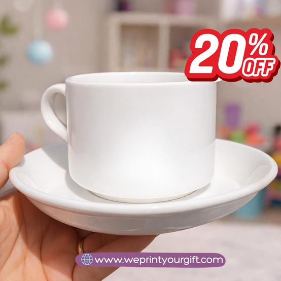 Ceramic Coffee Cup with Saucer - Ramadan Offer -20 % Discount