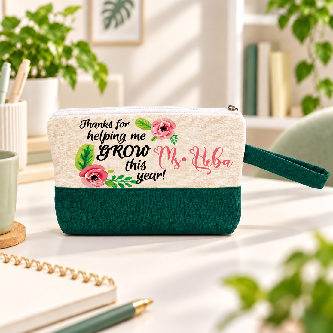 Teacher Appreciation Canvas Pouch | Two-Tone Pencil Case with Side Handle