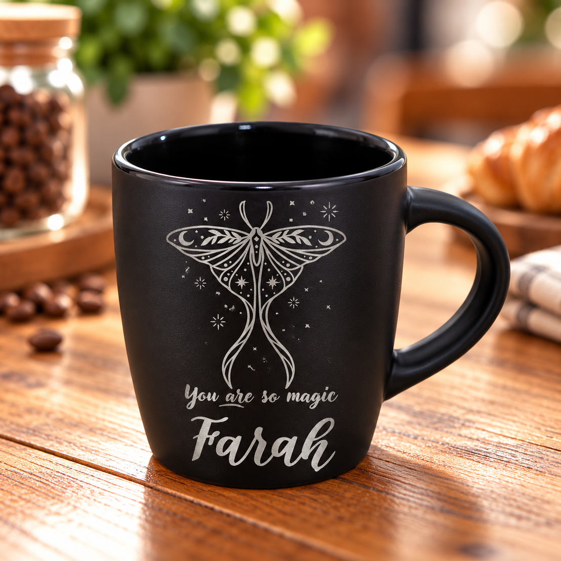 Motivational Engraved Matte Black Espresso Cup