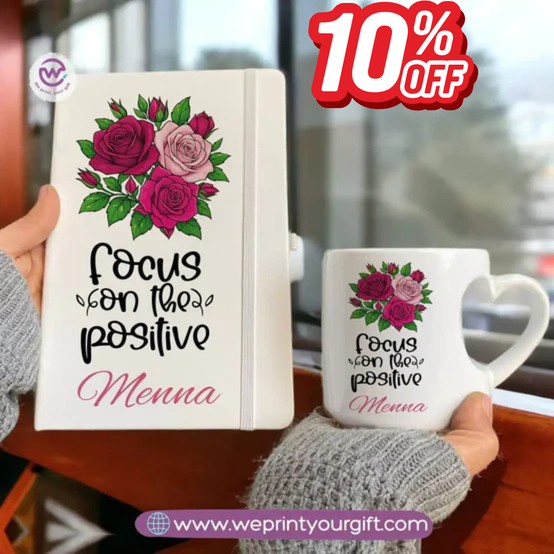 Motivation Set ( Heart handle mug +Notebook)