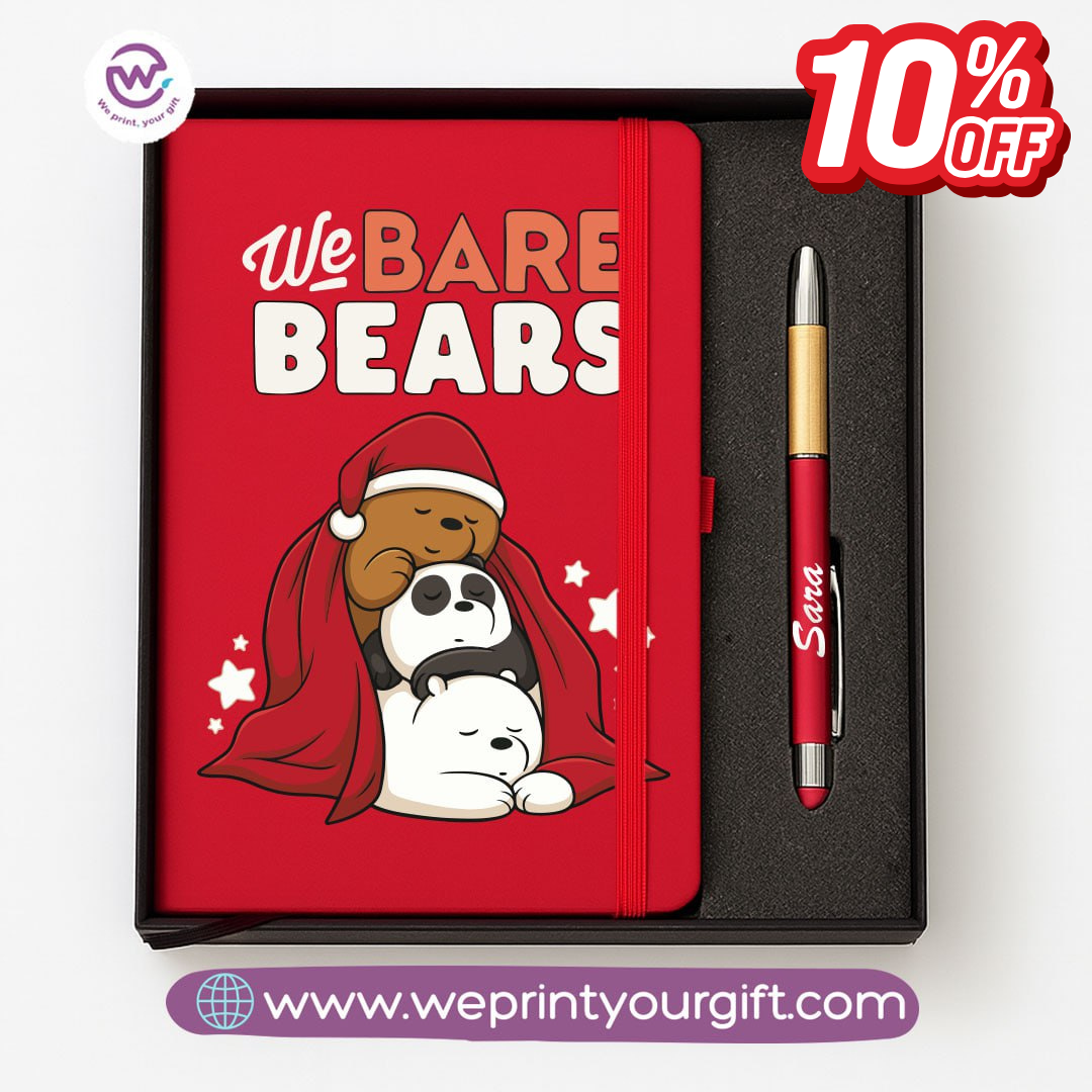 Cute Bears Personalized Notebook & Engraved Pen Gift Box