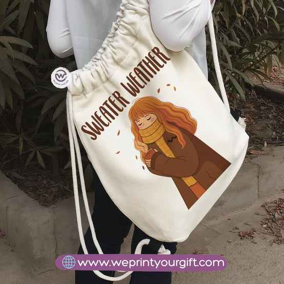 Winter & Retro Drawstring Backpack – Vintage-Inspired Cozy Designs