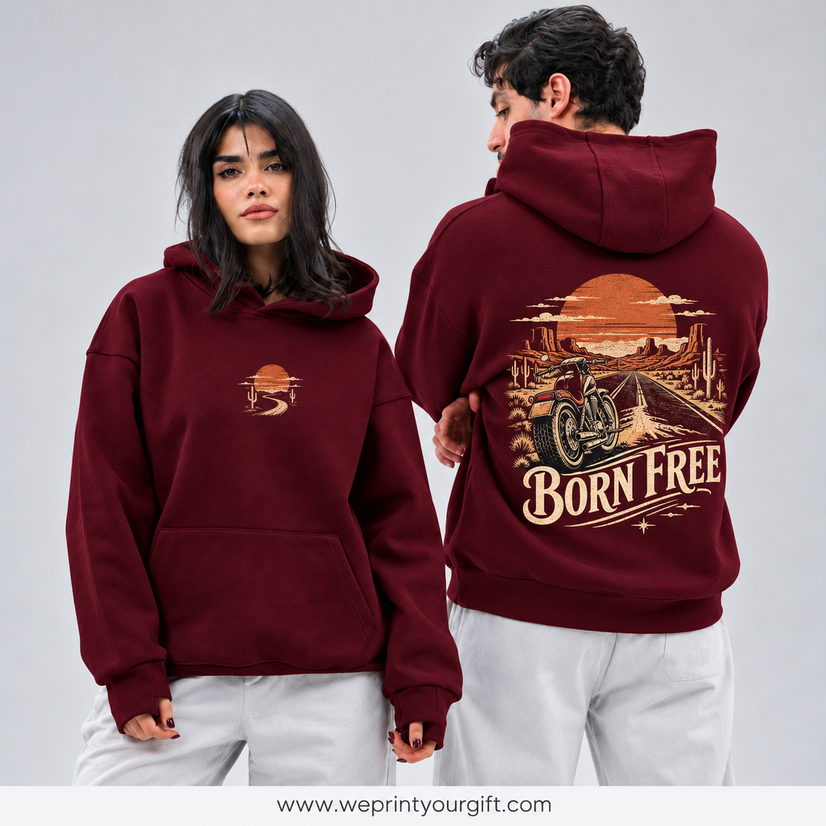 Unisex "Born Free" Hoodie - Premium Melton Cotton