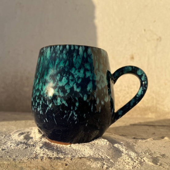 Black & Green Galaxy Pottery Mug – 400 ml - Customization Options