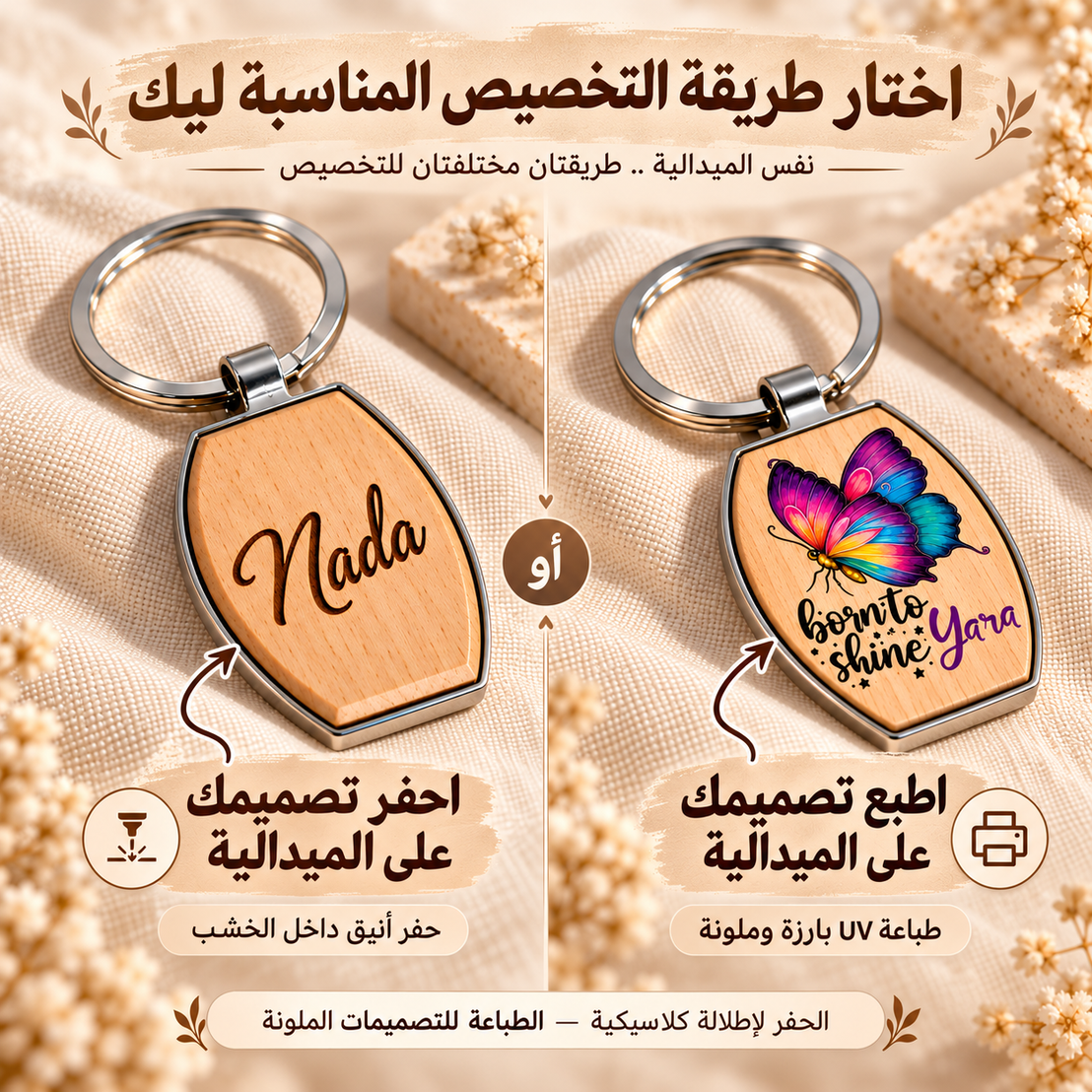 Wood & Metal Key Fob – Customization Options