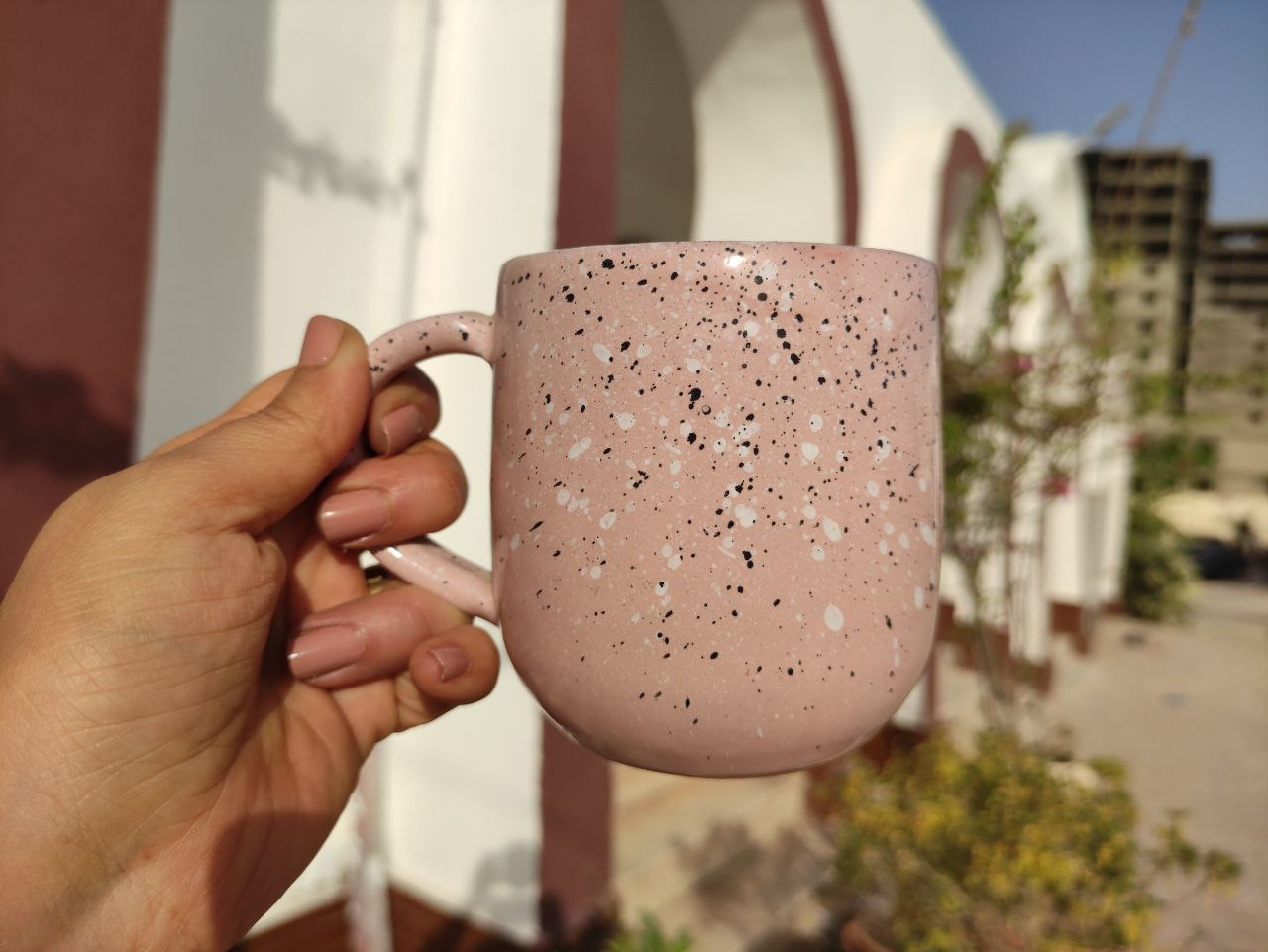 Pink Marble Pottery Mug - 300  ml - Customization Options