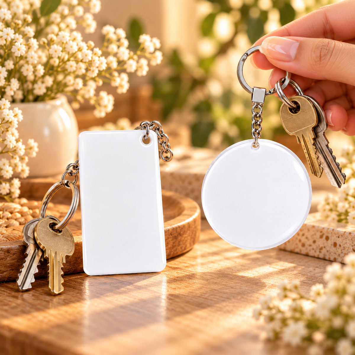 Clear Acrylic Keychain | Create Your Own Design (Round / Rectangle) -Customization Options