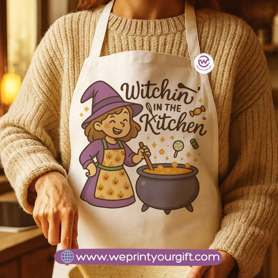 Spooky Halloween Apron – Custom Heavy Cotton Kitchen Apron with Front Pocket