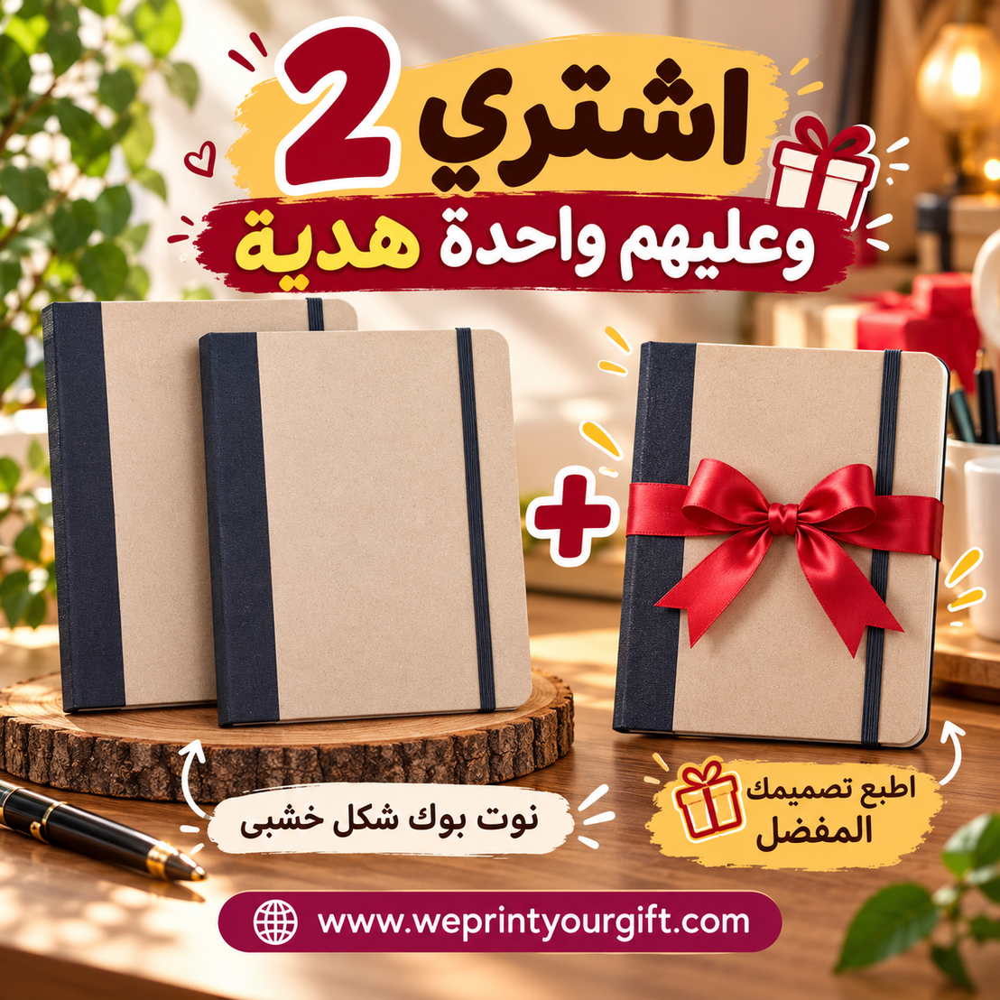 Custom Wood-Colored Hardcover Notebook - A5- Buy 2 Get 1 Free