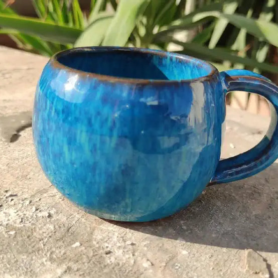 Vintage Blue Pottery Mug-350 ml - Customization Options - WE PRINT