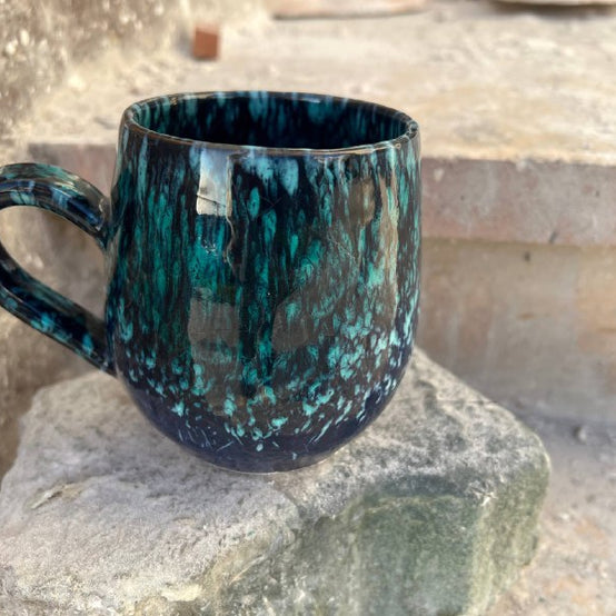Black & Green Galaxy Pottery Mug – 400 ml - Customization Options
