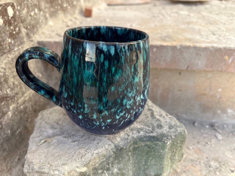 Black & Green Galaxy Pottery Mug – 400 ml - Customization Options