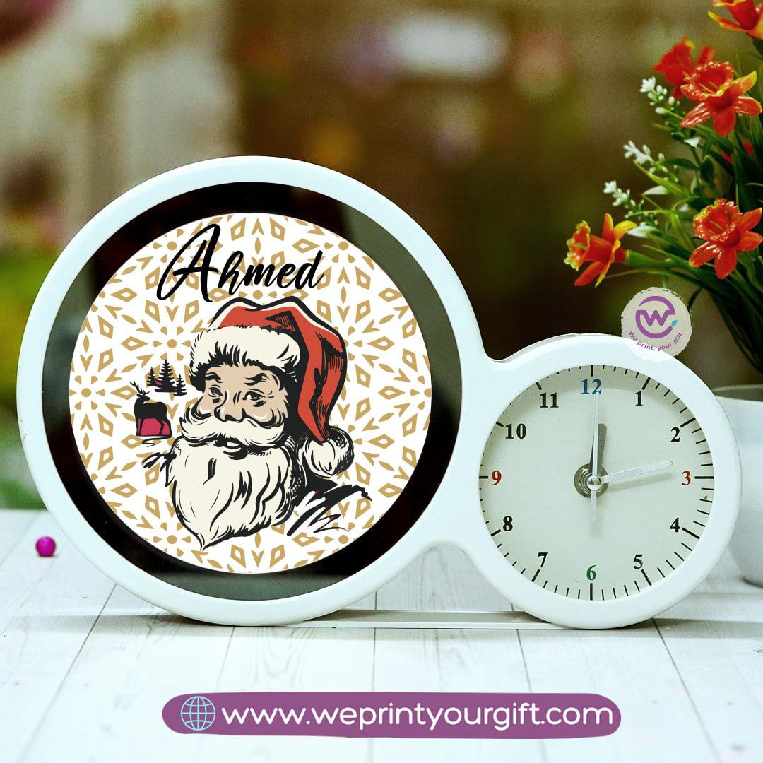 Round Magic Mirror with Clock – Christmas Edition