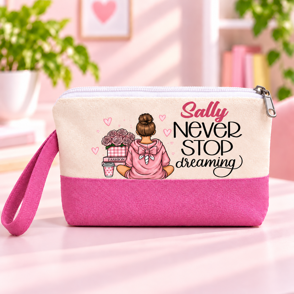 Digital Art Two-Tone Canvas Pencil Case & Makeup Pouch | With Side Handle