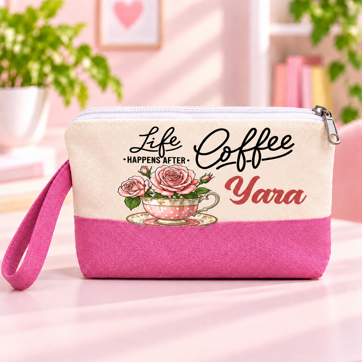 Digital Art Two-Tone Canvas Pencil Case & Makeup Pouch | With Side Handle