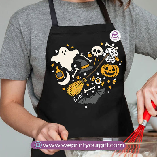 Halloween Cooking Apron – Spooky Heavy Cotton Apron with Pocket & Adjustable Tie