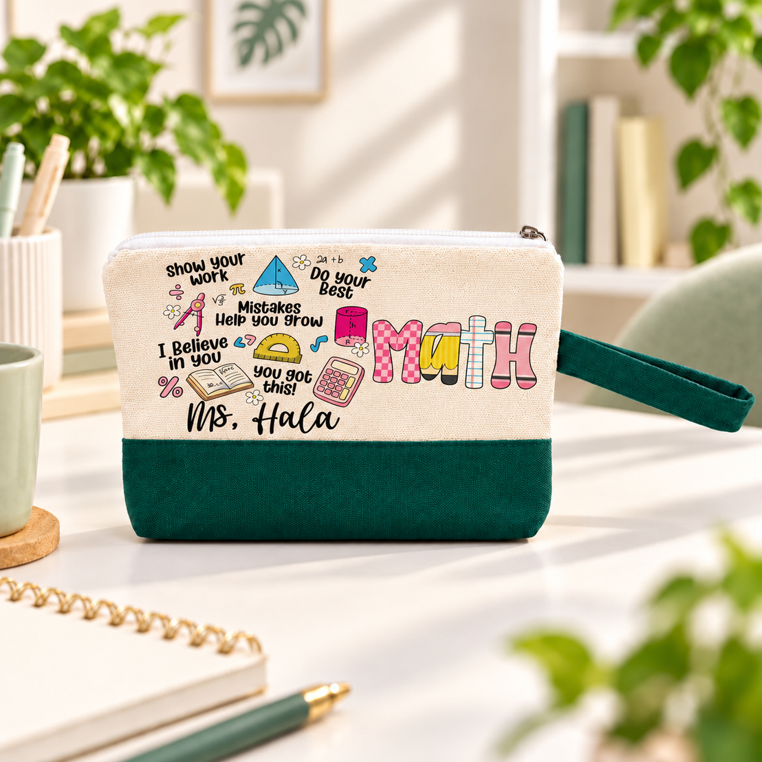 Teacher Appreciation Canvas Pouch | Two-Tone Pencil Case with Side Handle