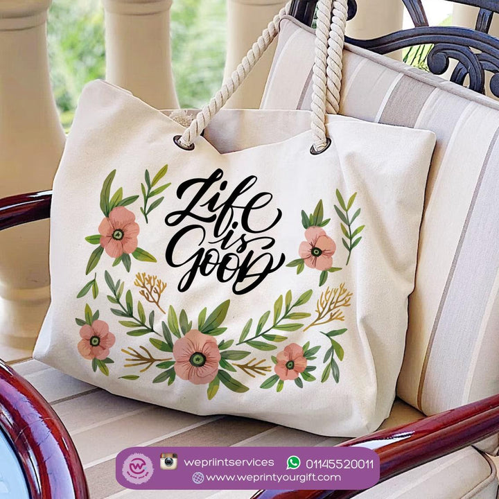 Life is good  - personalized beach bag printed  