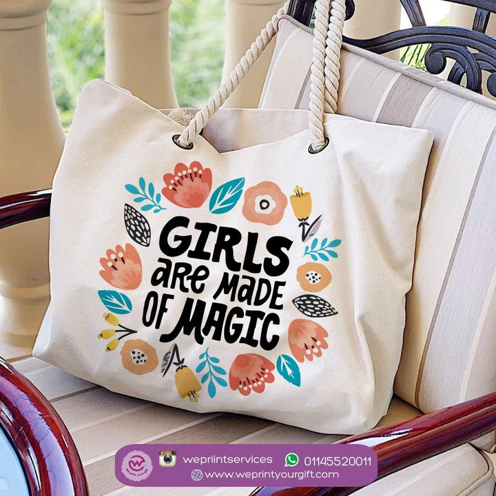 Personalized printed bag - girls are made of magic  