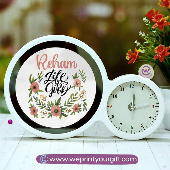 Round Magic Mirror with Clock – Personalized Motivational Design