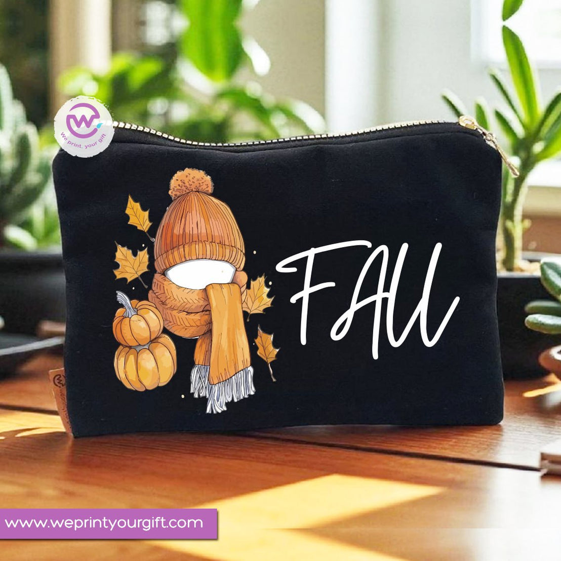 Autumn Theme Makeup Bag & Pencil Case – Cozy Cotton Pouch with Fall Designs
