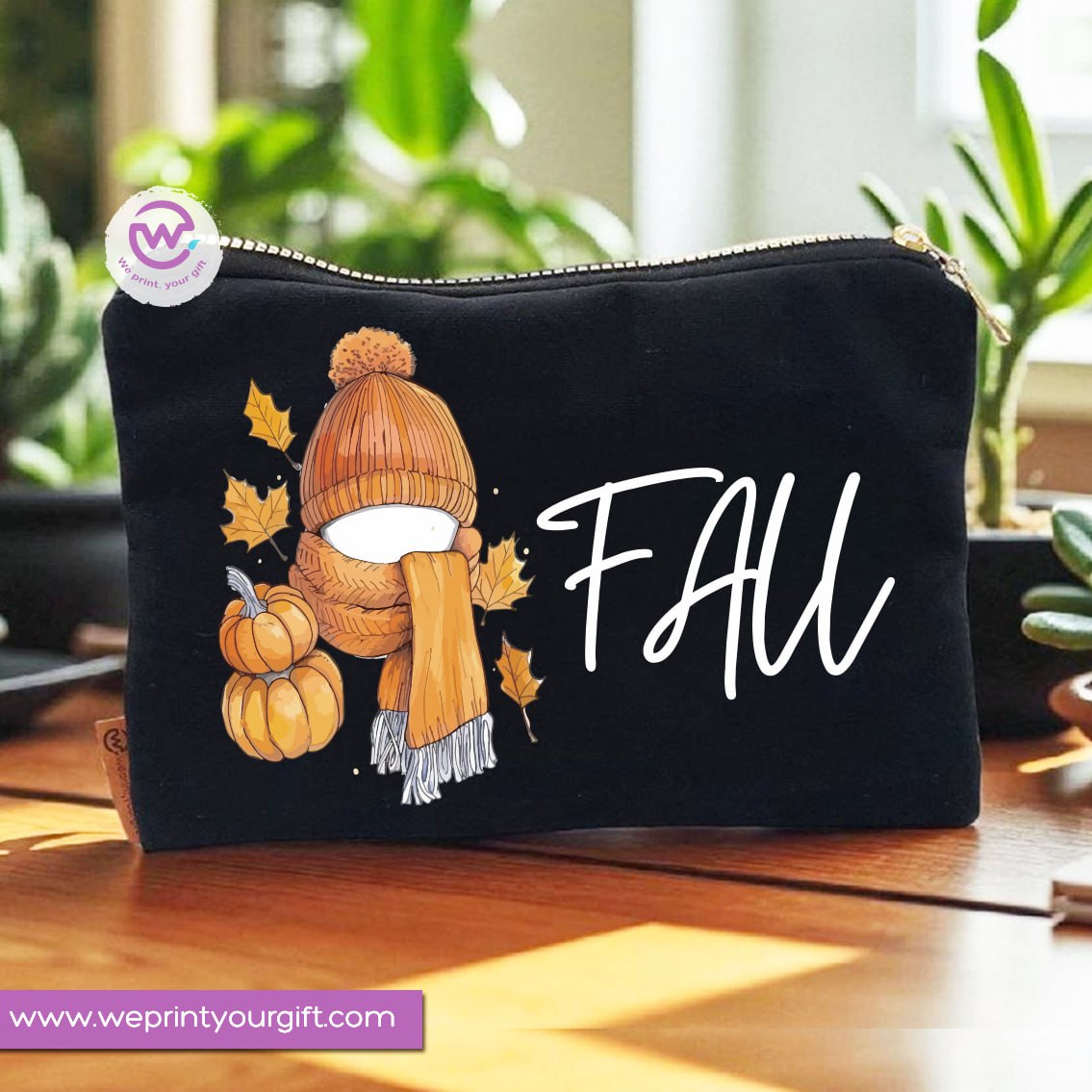Autumn Theme Makeup Bag & Pencil Case – Cozy Cotton Pouch with Fall Designs