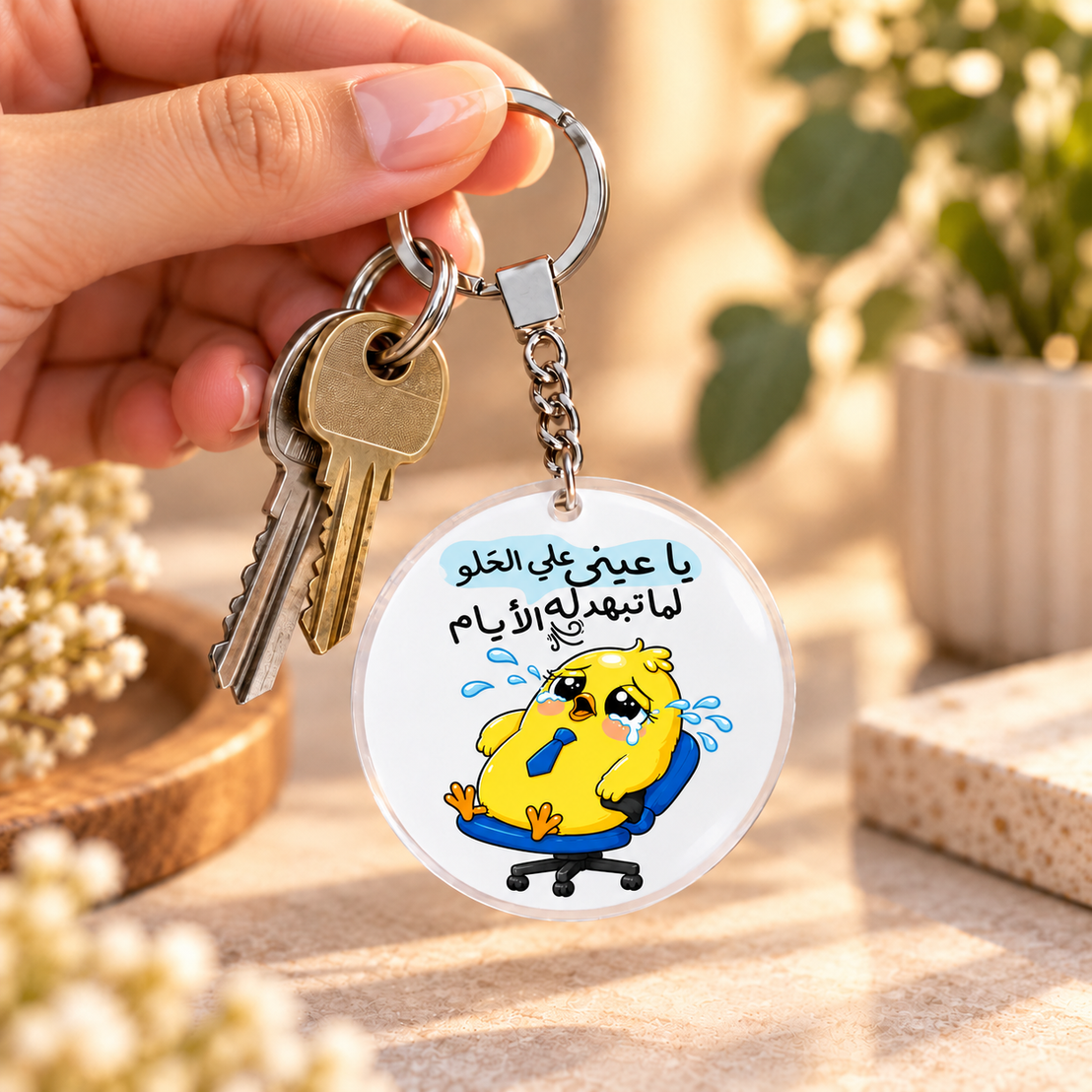 "Smartest Chick at Work" Clear Acrylic Keychain | Single-Sided Print (Round / Rectangle)