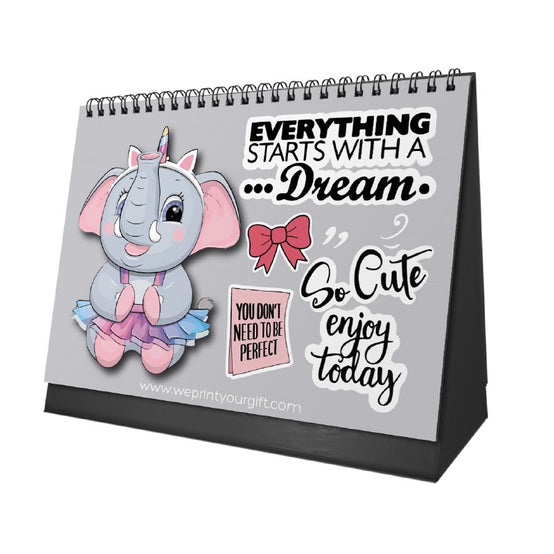 Cute Elephant Desk Calendar 2026