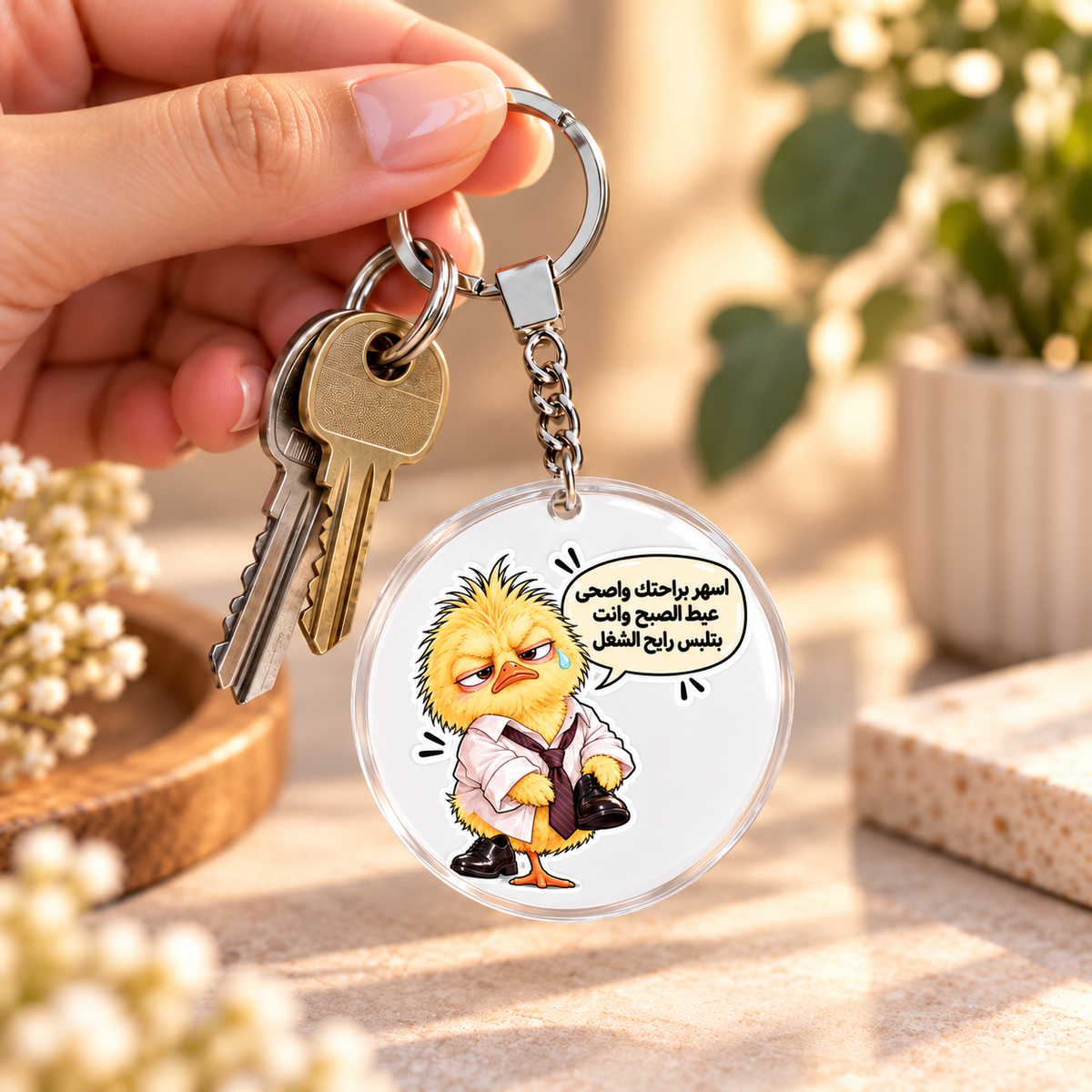 "Smartest Chick at Work" Clear Acrylic Keychain | Single-Sided Print (Round / Rectangle)