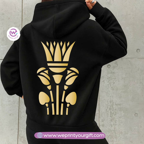 Pharaonic Gold Print Hoodie – Cotton Melton Unisex
