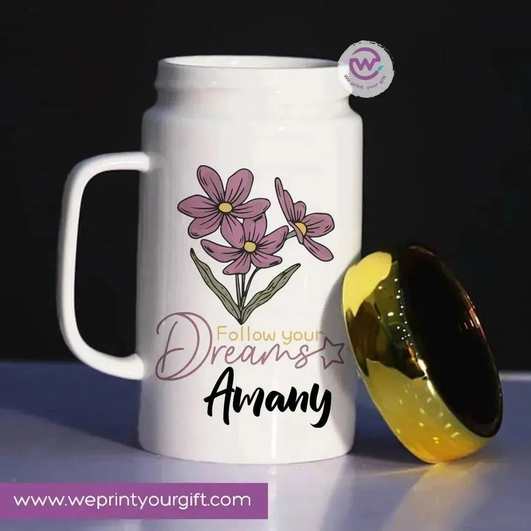 Ceramic Mug With Mirror Lid - Names - WE PRINT