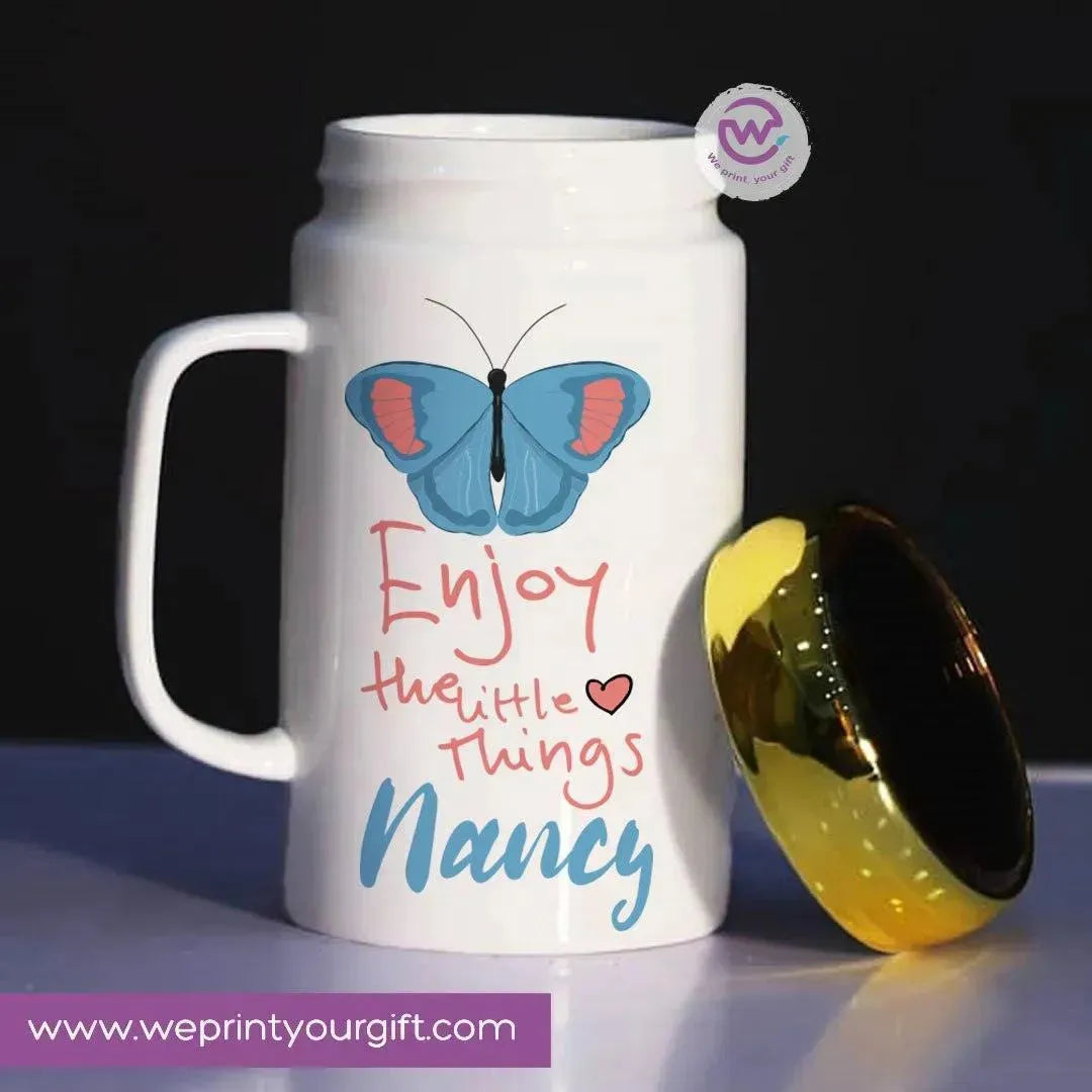 Ceramic Mug With Mirror Lid - Names - WE PRINT