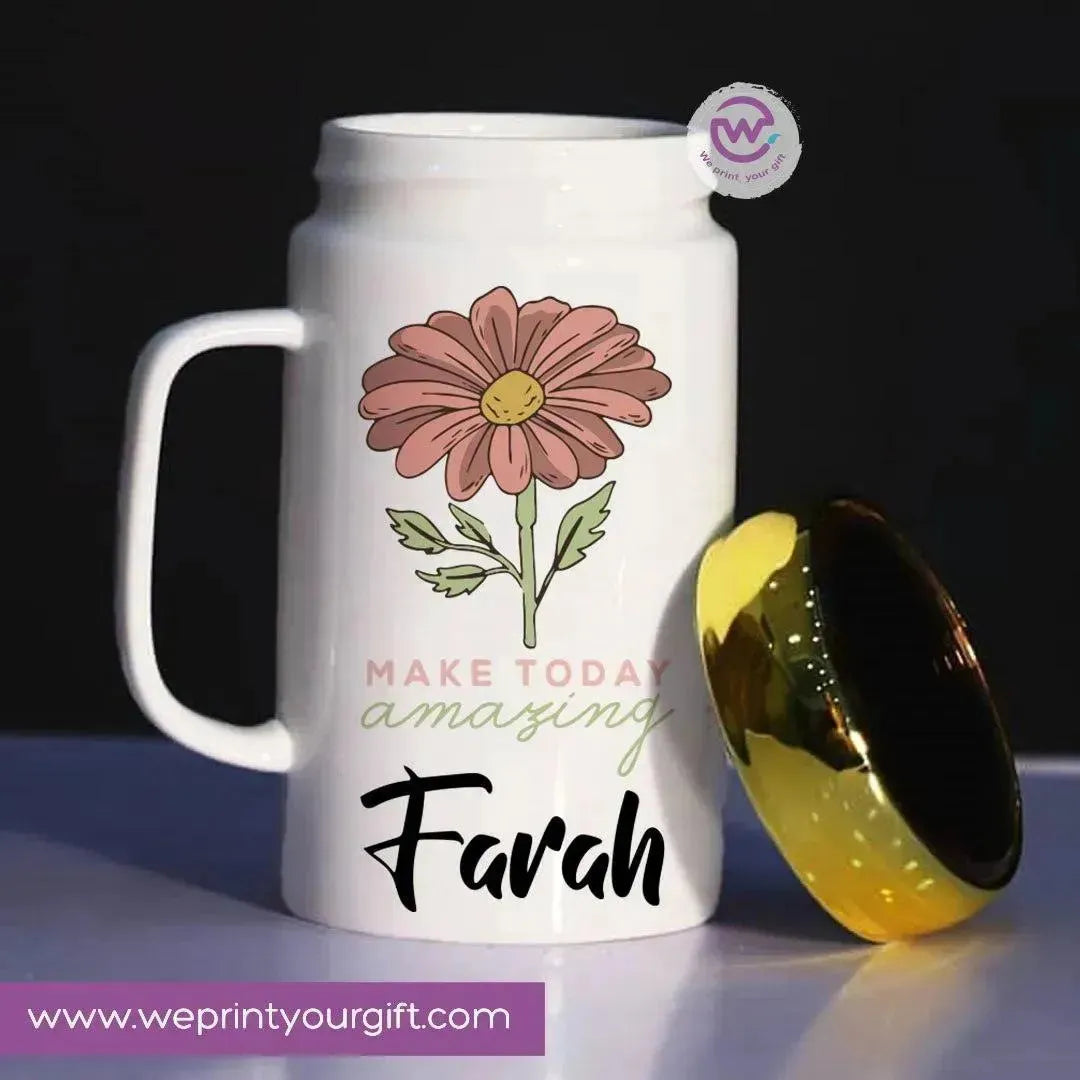 Ceramic Mug With Mirror Lid - Names - WE PRINT