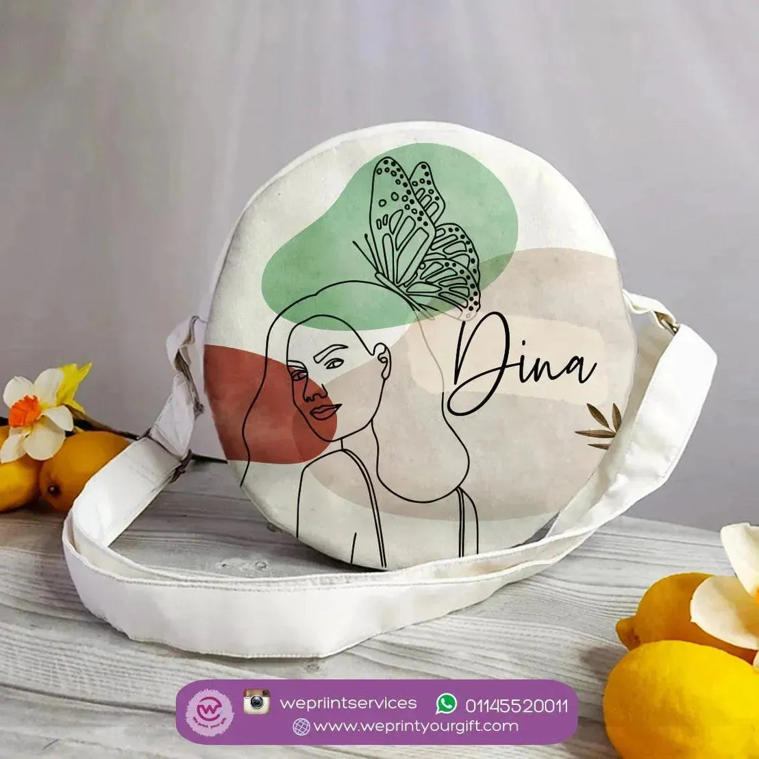 Custom Bag- Round Bag - One Line Art - WE PRINT