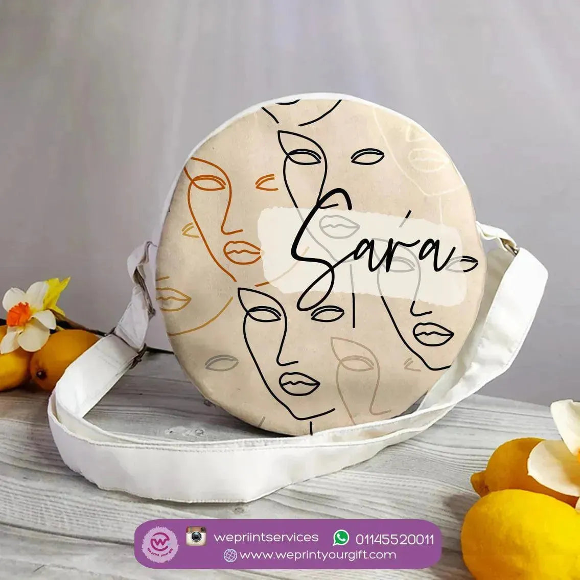 Custom Bag- Round Bag - One Line Art - WE PRINT