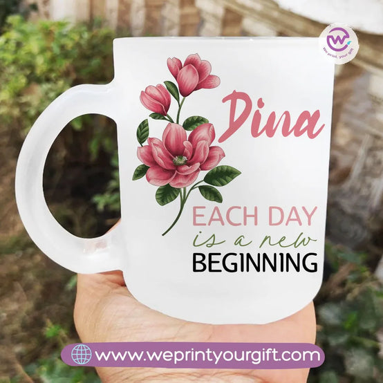 Custom Mug-Matt Glass Mug- Floral - WE PRINT